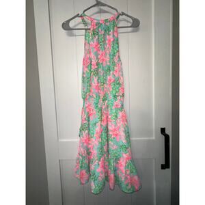 Lilly Pulitzer Pamelyn halter dress in the "Surf Blue So Shellegant" print sz 00